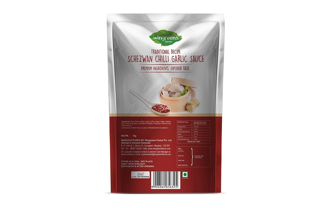 Wingreens Farms Traditional Recipe Schezwan Chilli Garlic Sauce   Pack  1 kilogram